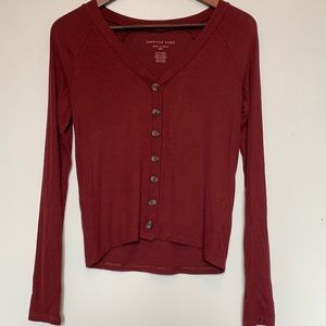 American Eagle Soft and Sexy Henley Long Sleeve Ribbed